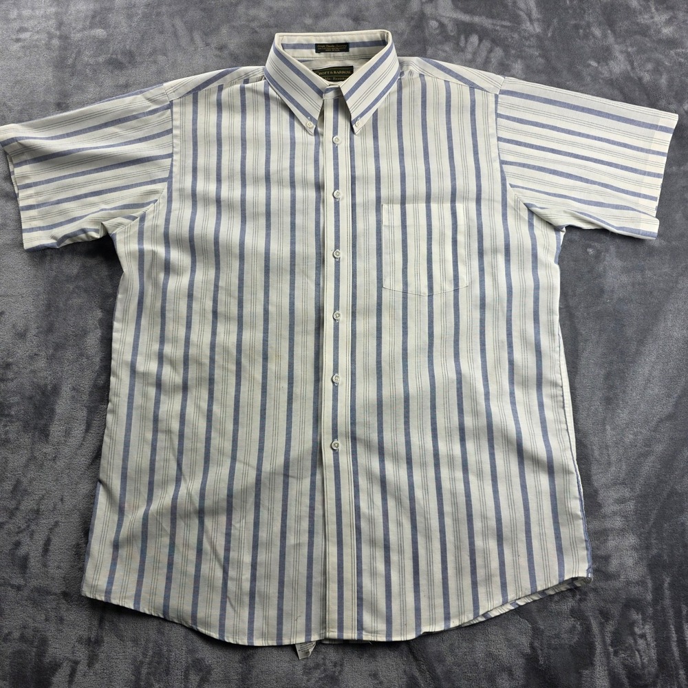 Croft & Barrow Button Down Shirt Mens XL Made In USA Striped Short Sleeve Pocket